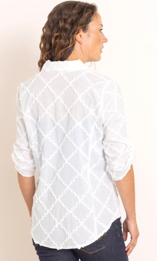 Anna Rose Zip Up Cotton  Blouse