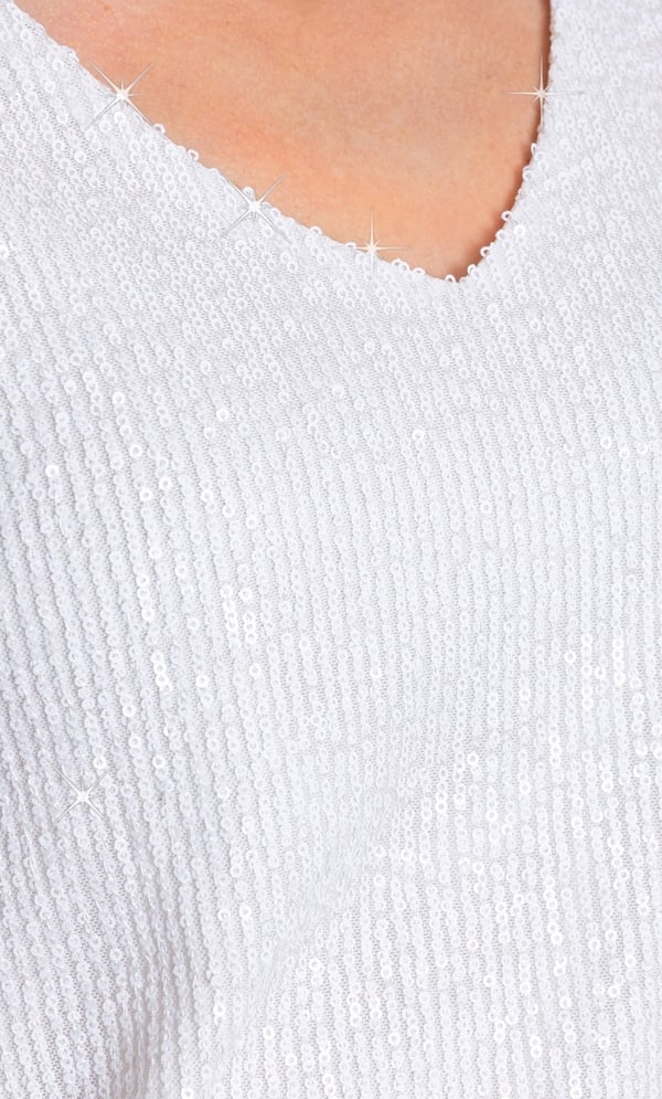Sequinned Short Sleeve Top