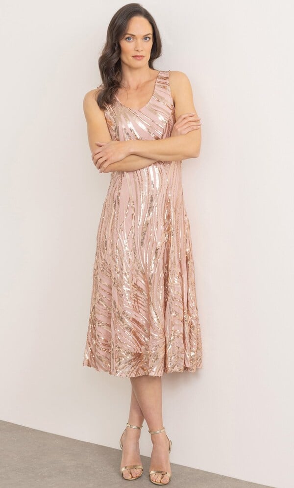 Sequinned Mesh Sleeveless Dress