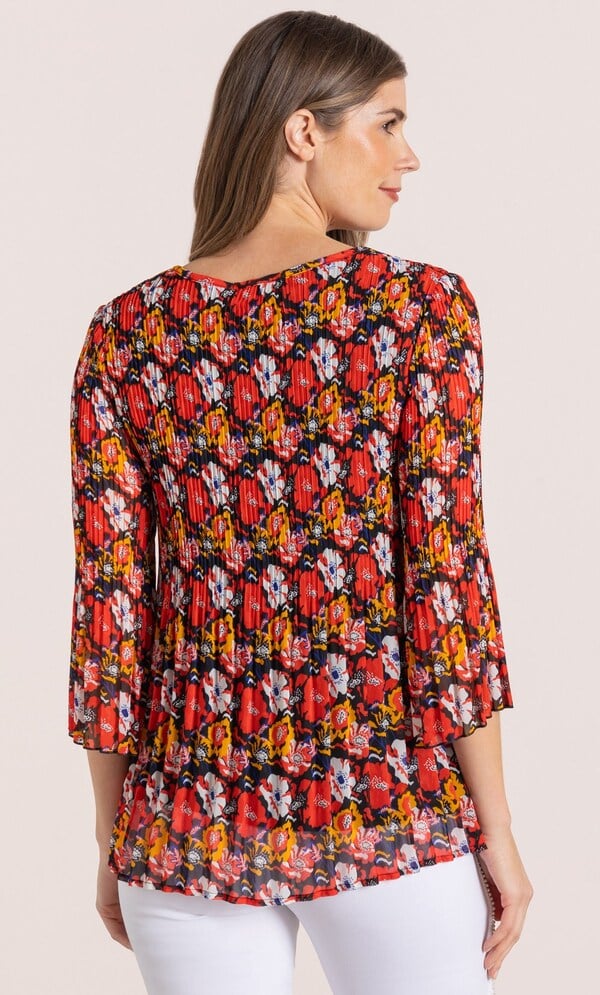 Floral Print Pleated Top