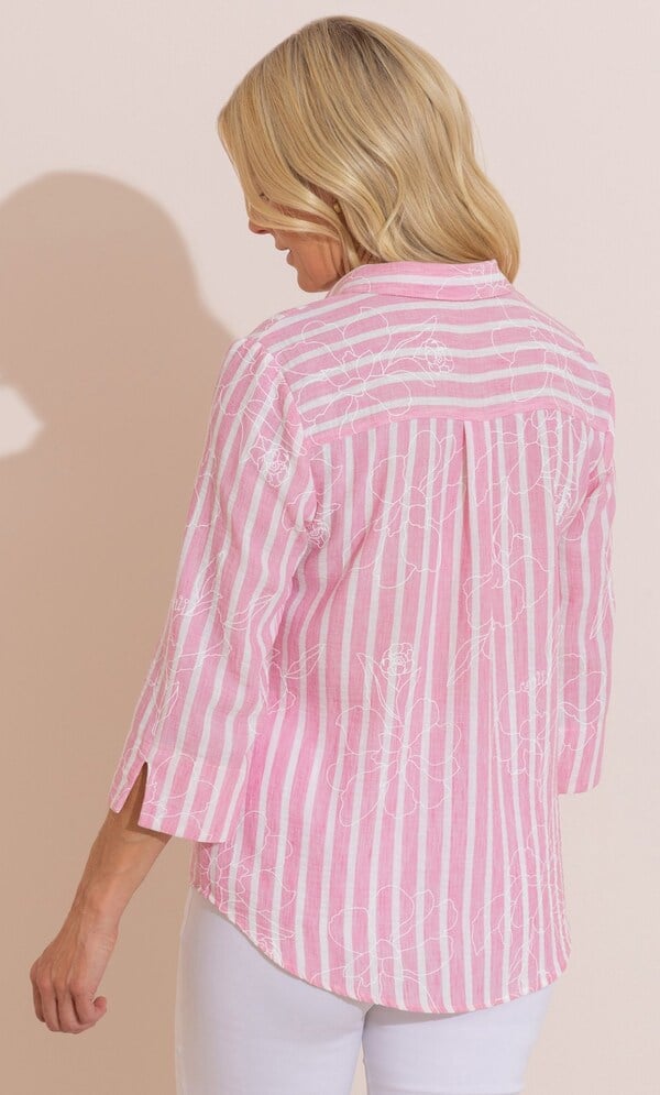 Anna Rose Embroidered Striped Shirt