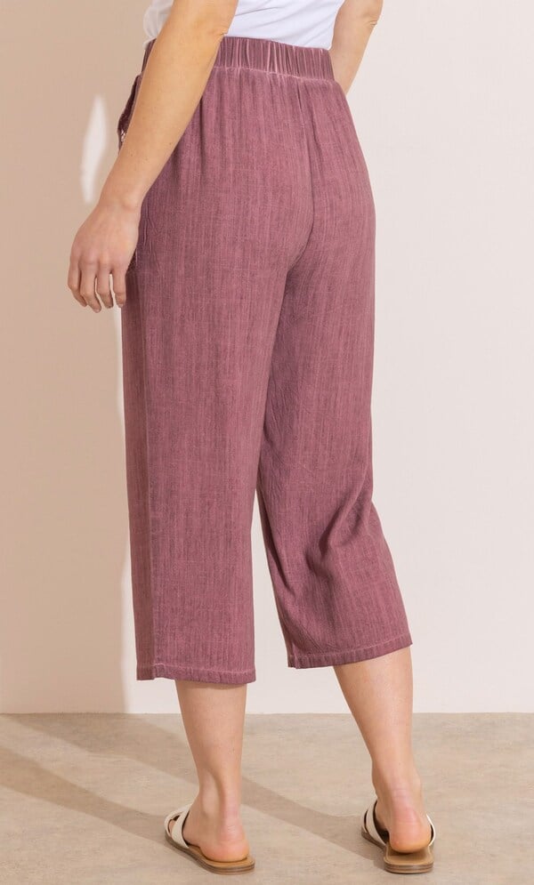 Wide Leg Linen Blend Cropped Trousers
