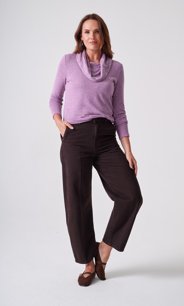 Anna Rose Spot Foil Print Cowl Neck Jumper