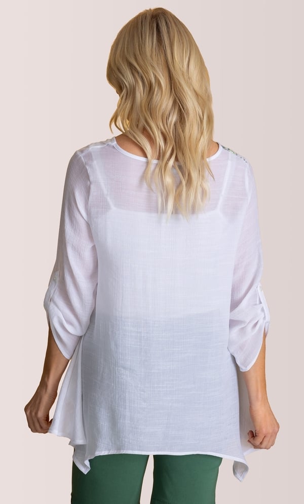 Placement Print Dipped Hem Tunic Top