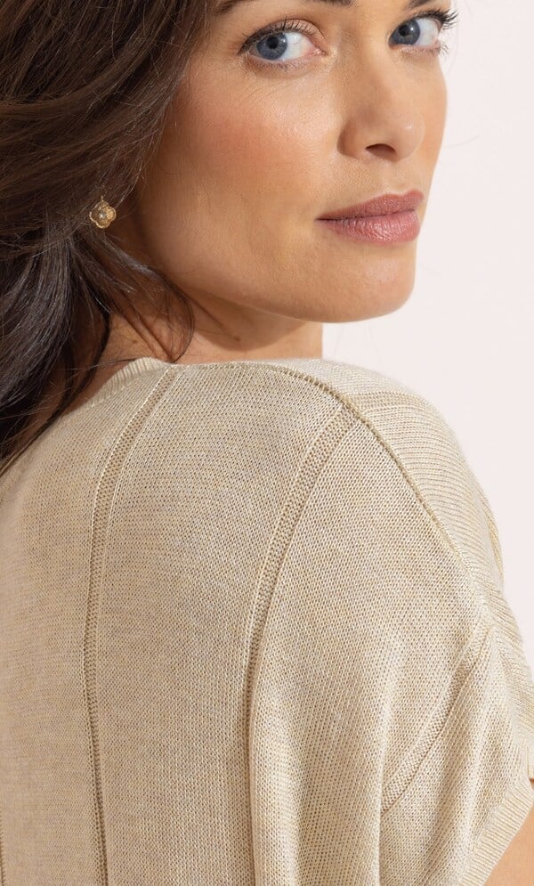 Shimmer Short Sleeve Knit Top