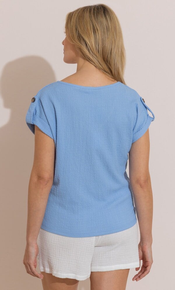 Textured Short Sleeve V Neck T-Shirt