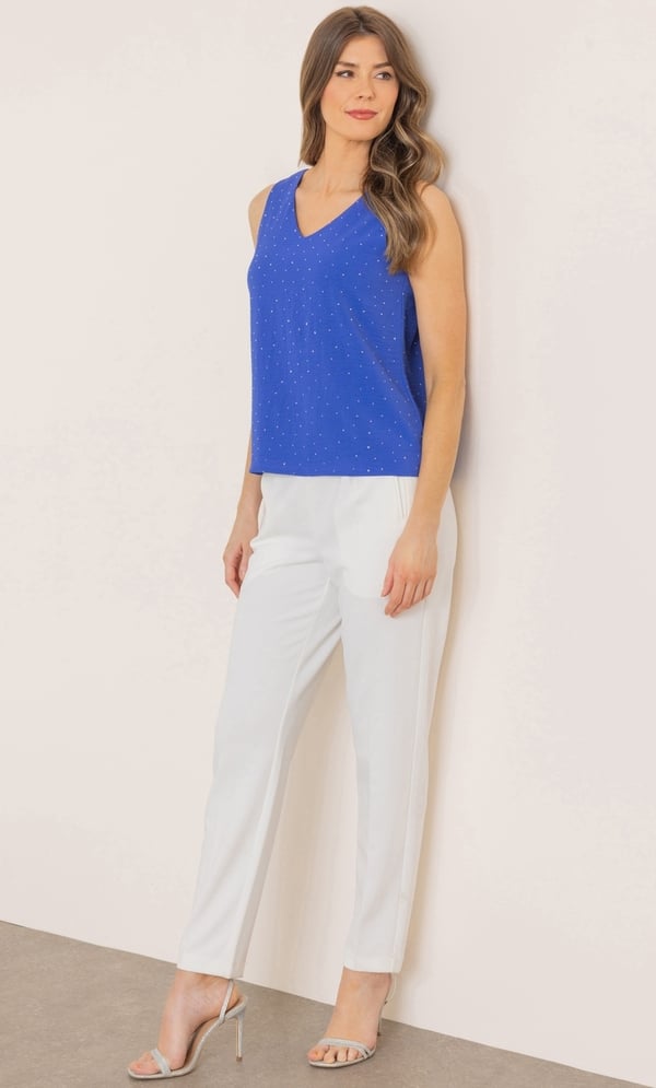 Embellished Sleeveless Textured Top