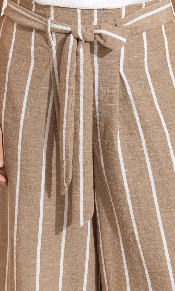 Striped Wide Leg Cropped Trousers