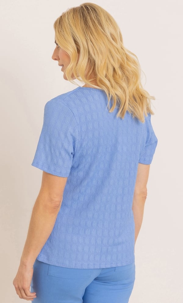 Jersey Jacquard V Neck Top