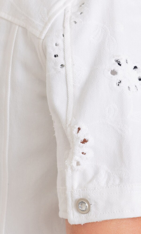 Anna Rose Short Sleeve Embroidered Cotton Denim Jacket
