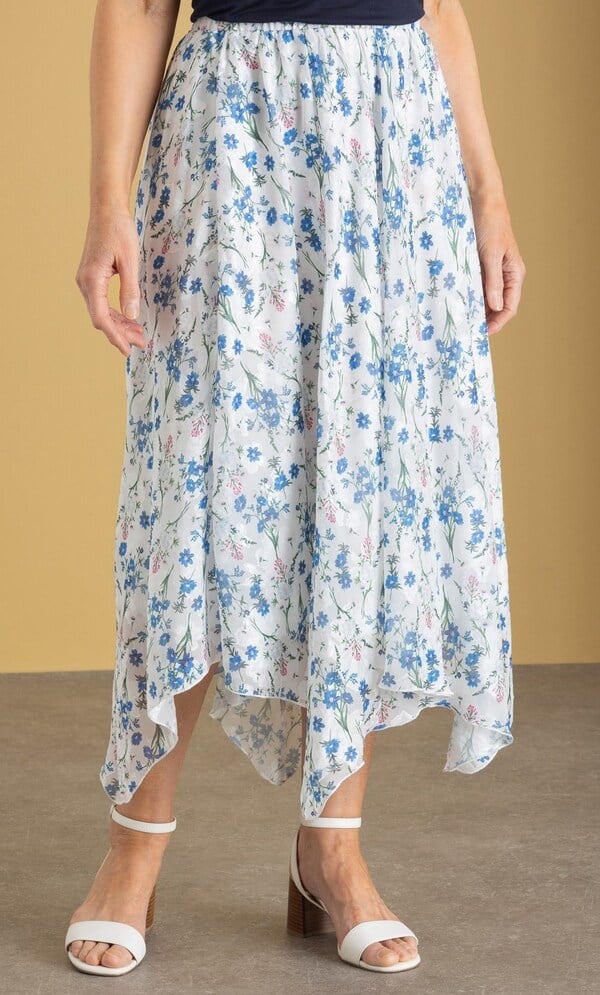 Anna Rose Garden Print Hanky Hem Skirt