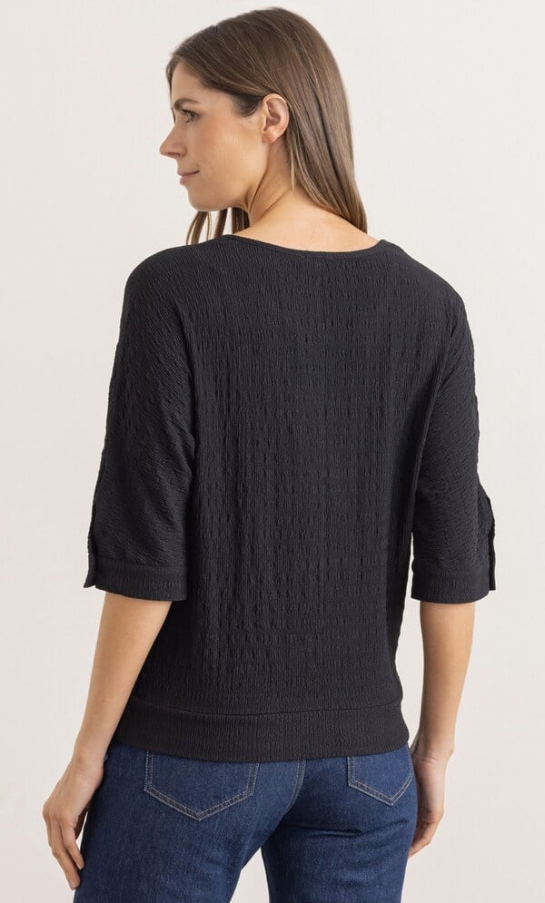 Textured Button Cuff Top