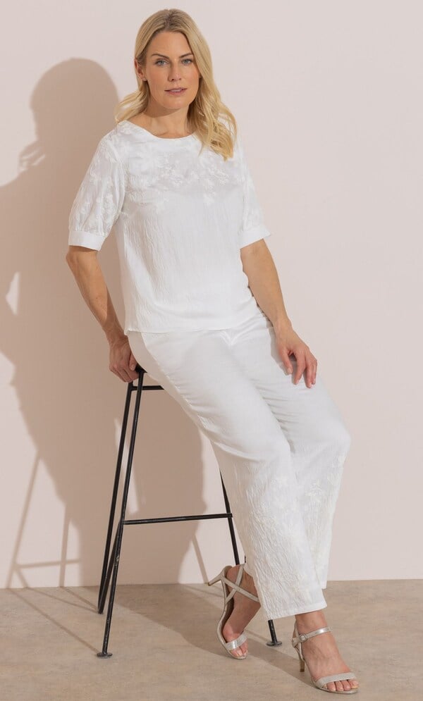 Anna Rose Embroidered Short Sleeve Top