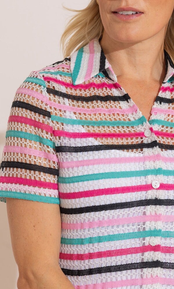 Anna Rose Striped Crochet Top