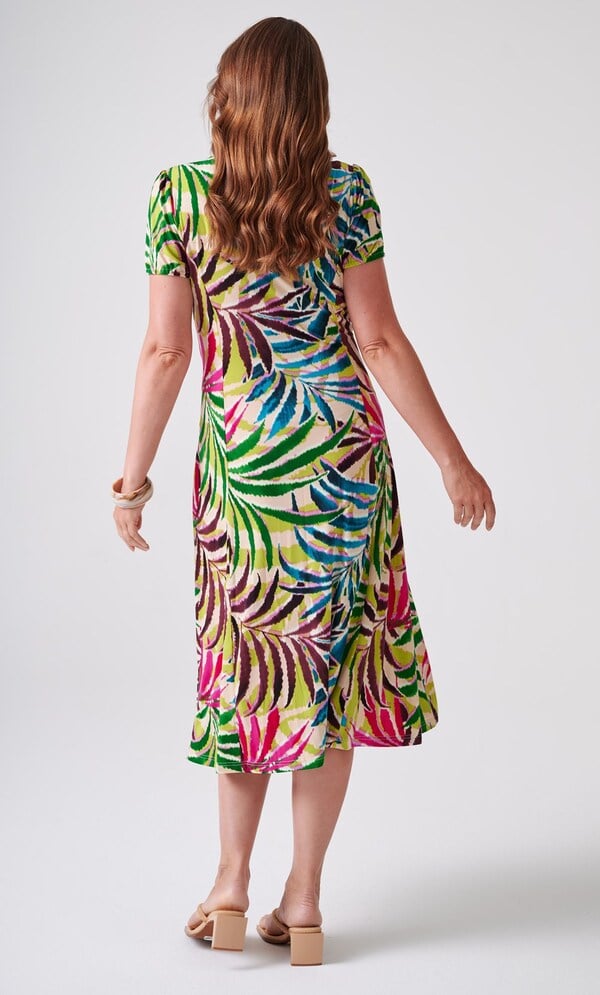 Anna Rose Leaf Printed Jersey Midi Dress
