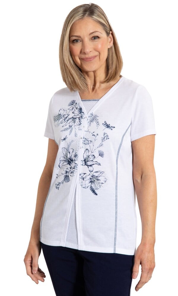 Anna Rose Garden Print Mock Layered Top