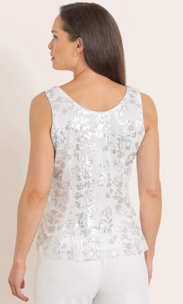 Sleeveless Sequin Mesh Peplum Top