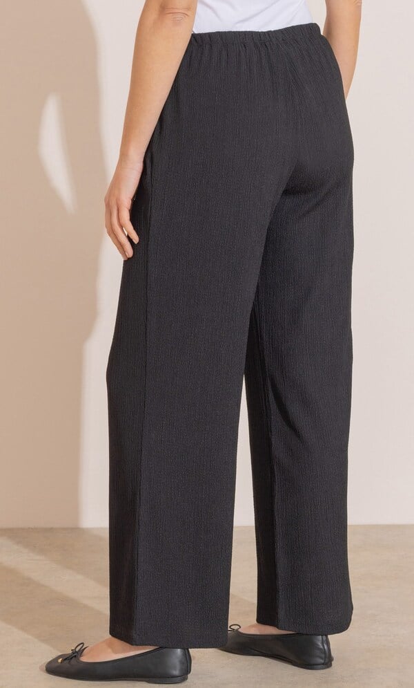 Wide Leg Textured Pull On Trousers