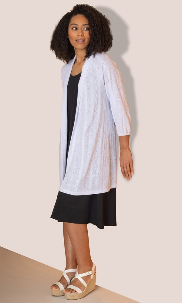 Patterned Open Front Jersey Cardigan
