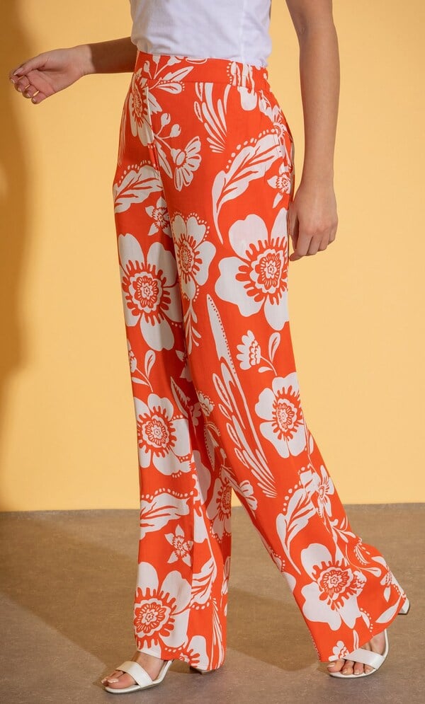 Floral Printed Wide Leg Trousers