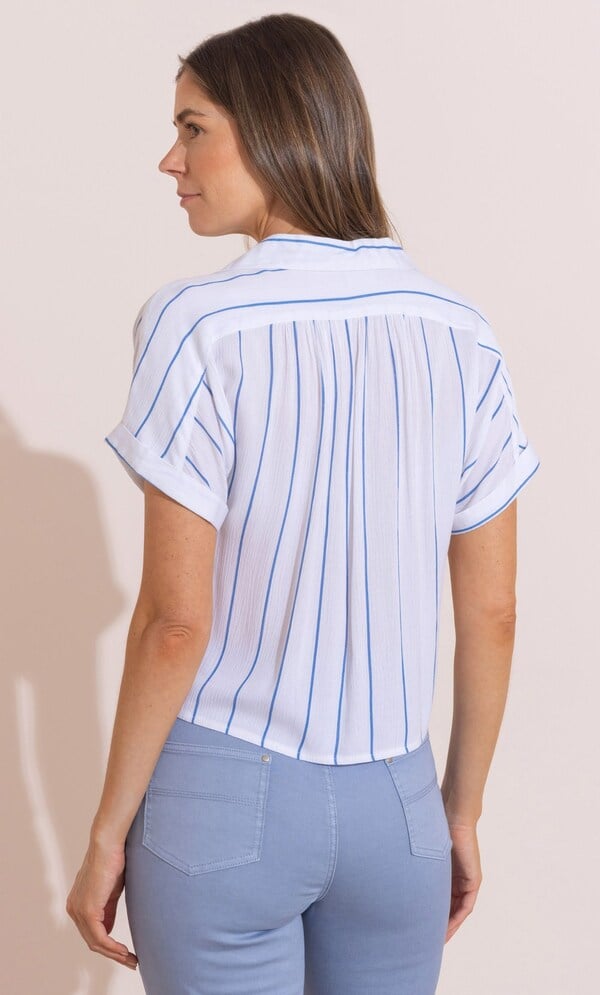 Striped Tie Front Blouse