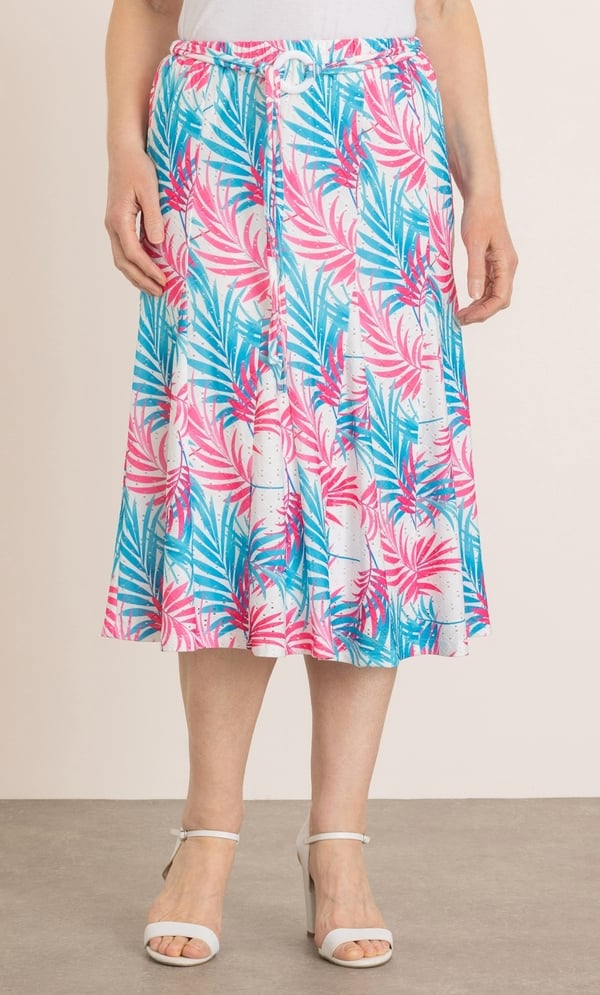 Anna Rose Leaf Print Eyelet Jersey Skirt