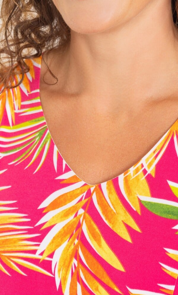 Anna Rose Sleeveless Leaf Printed Dress