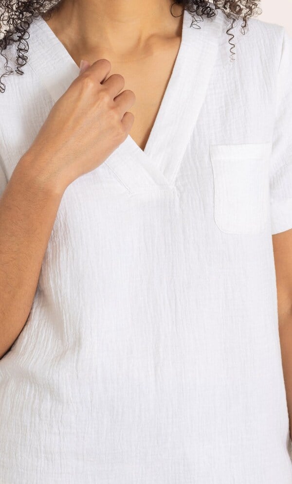 Short Sleeve Cotton V Neck Top