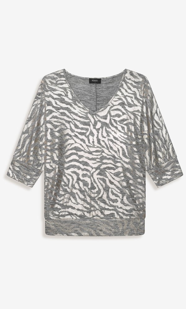 Animal Print Foil Batwing Top