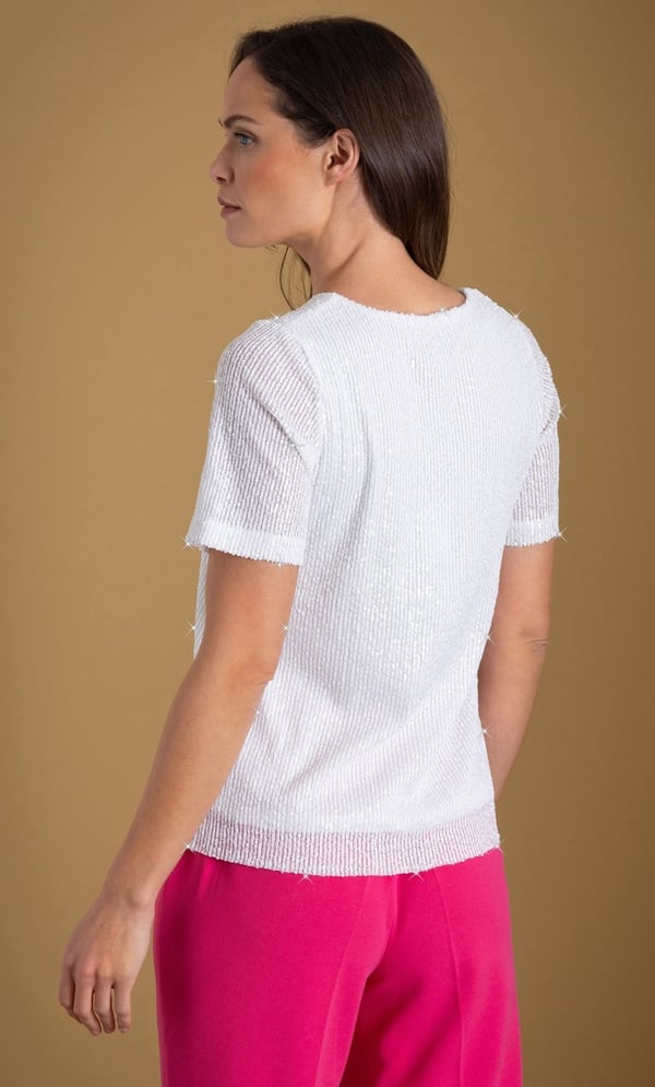 Sequinned Short Sleeve Top