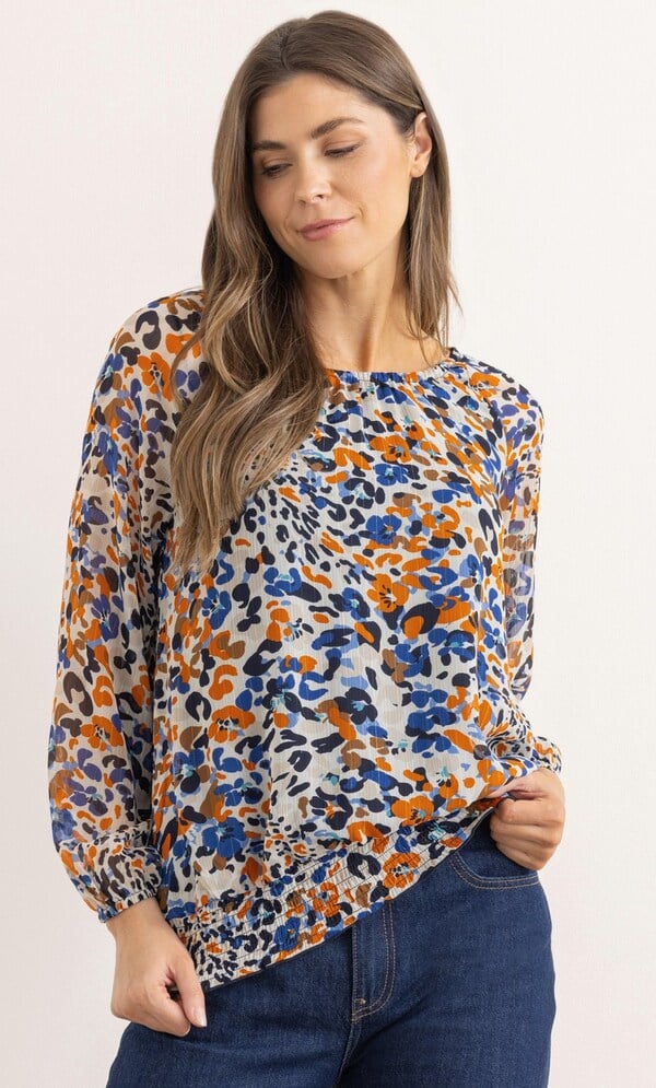 Printed Shimmer Stripe Top