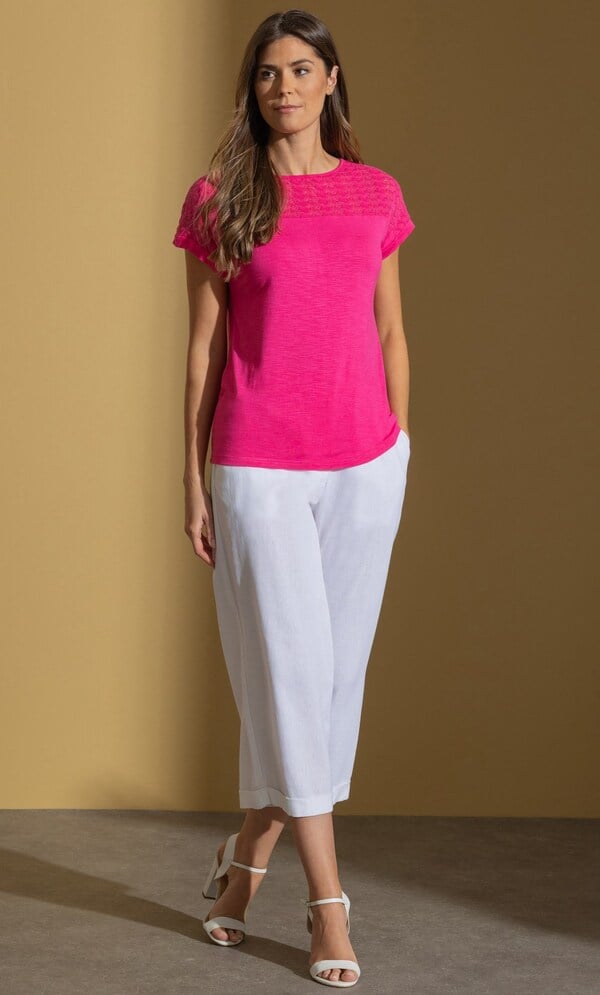 Lace Trim Jersey Top