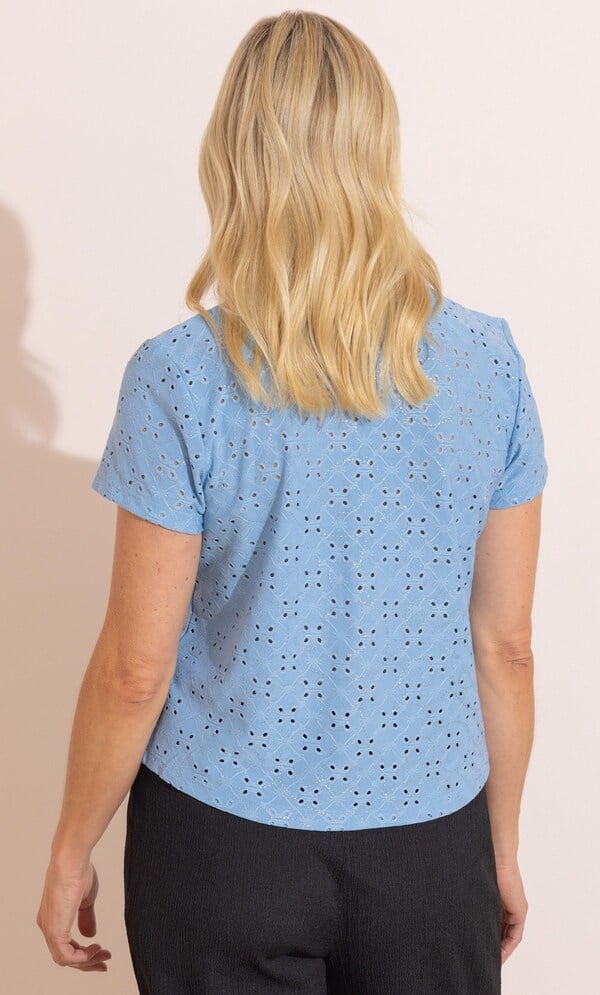 Anna Rose Embroidered Eyelet Jersey Top