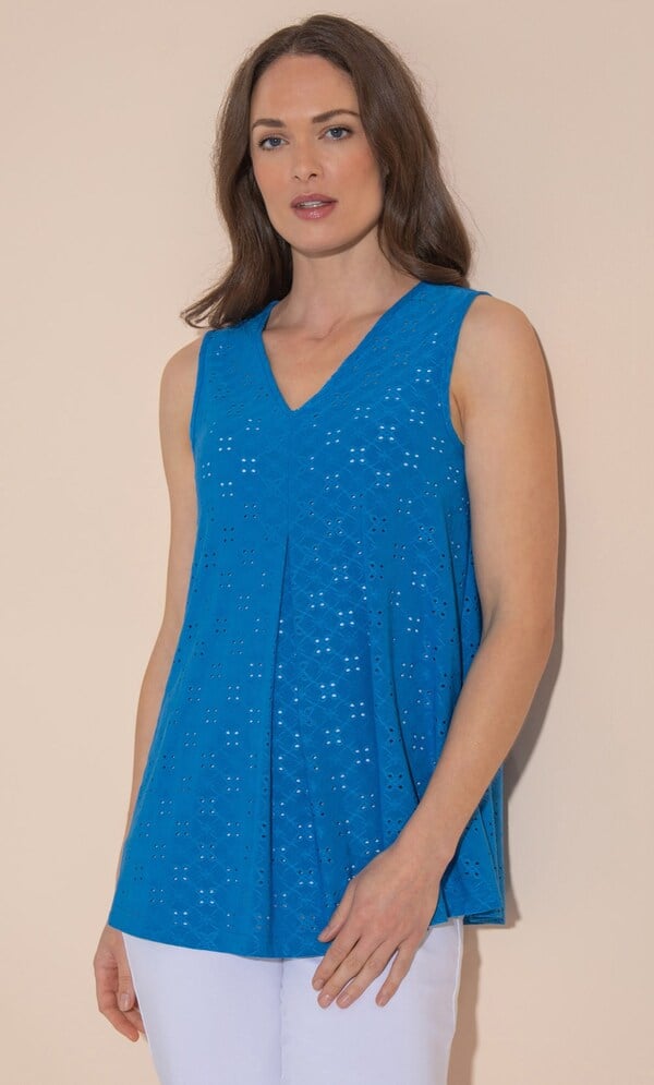 Eyelet Cut Sleeveless Top