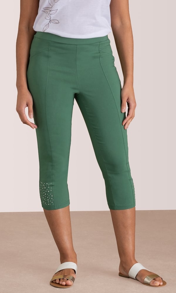 Embellished Pull On Capri Pants