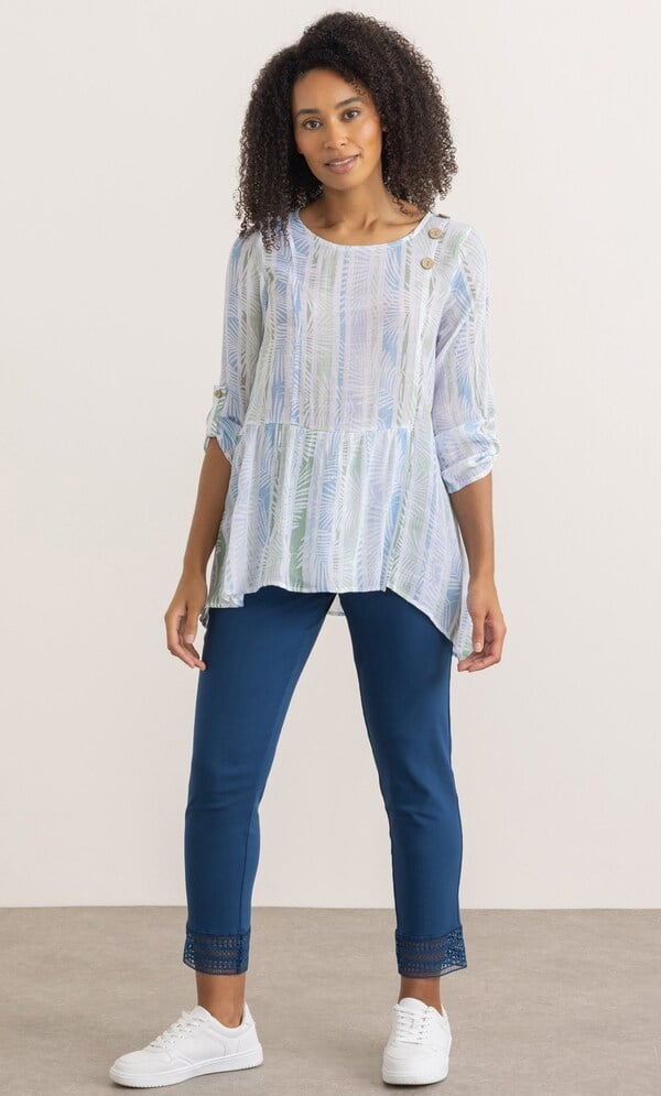 Printed Dip Hem Tunic Top