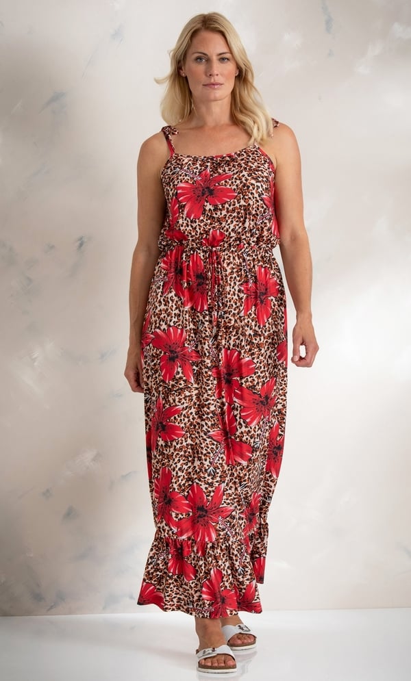 Animal And Floral Print Maxi Dress