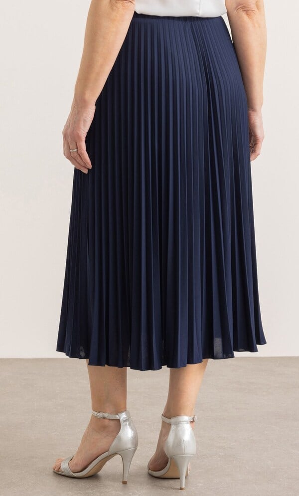 Anna Rose Pleated Wrap Midi Skirt in Blue | Klass