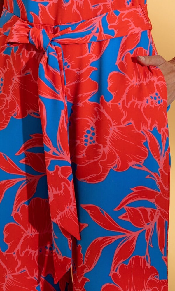 Wide Leg Floral Print Jumpsuit