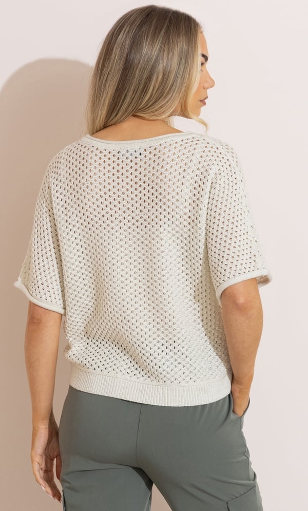 Shimmer Open Knit Short Sleeve Star Jumper