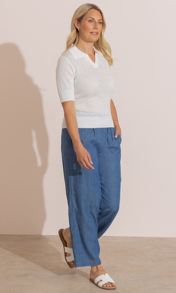 Anna Rose Embellished Eyelet Knit Top