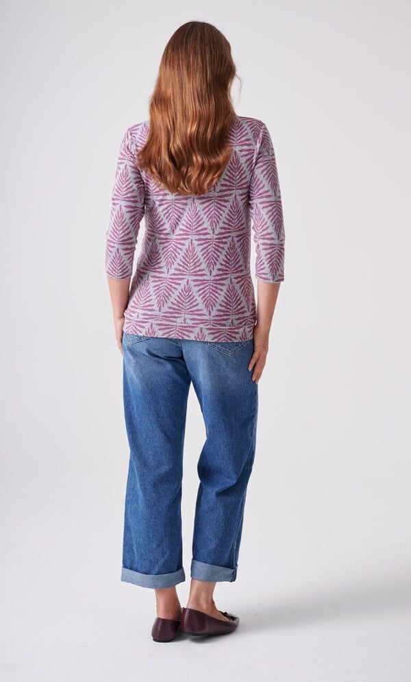 Anna Rose Botanical Leaf Print Cowl Neck Jumper