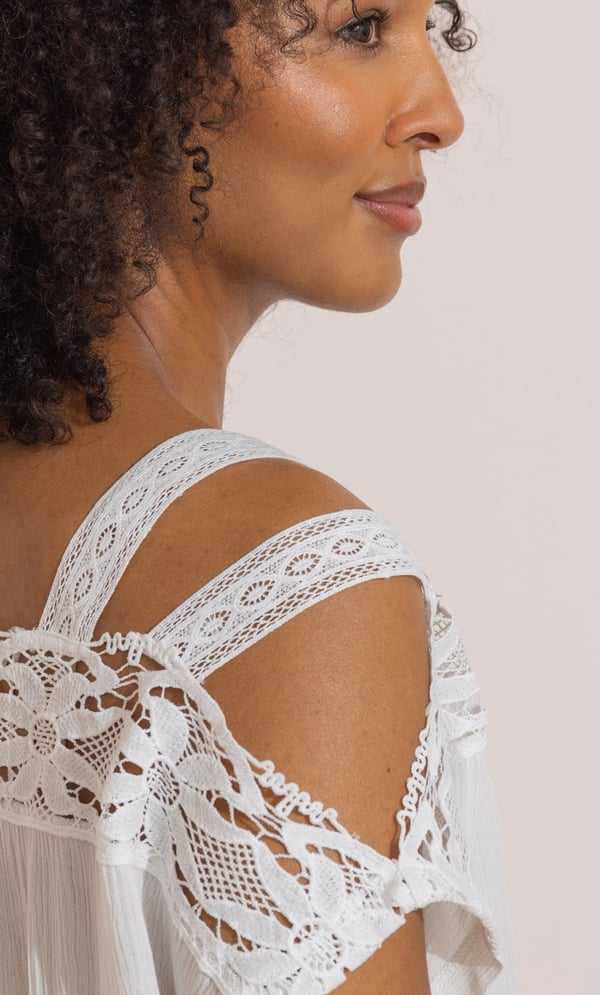 Lace Trim Short Sleeve Top