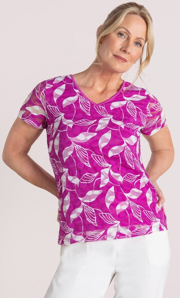 Anna Rose Printed Lace Top