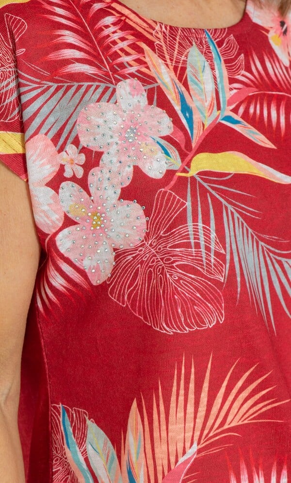 Anna Rose Embellished Garden Print Top