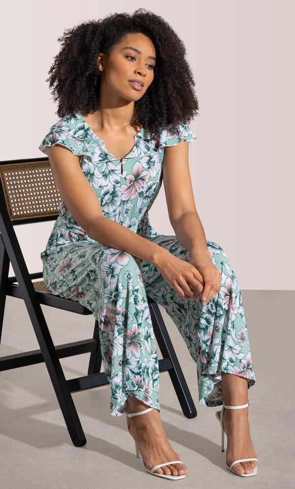 Textured Floral Jumpsuit