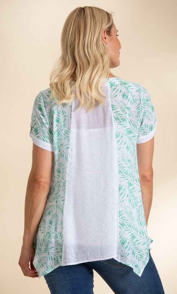 Printed Panel Dipped Hem Tunic Top