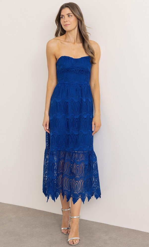 Bandeau Crochet Lace Maxi Dress