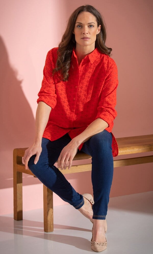 Embroidered Eyelet Cotton Shirt