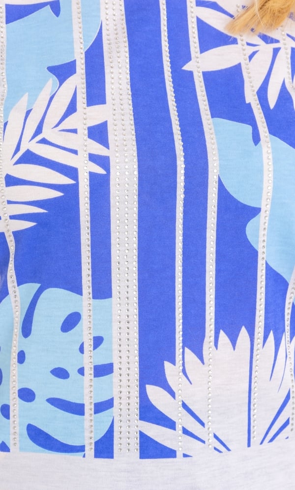 Embellished Printed Short Sleeve Top